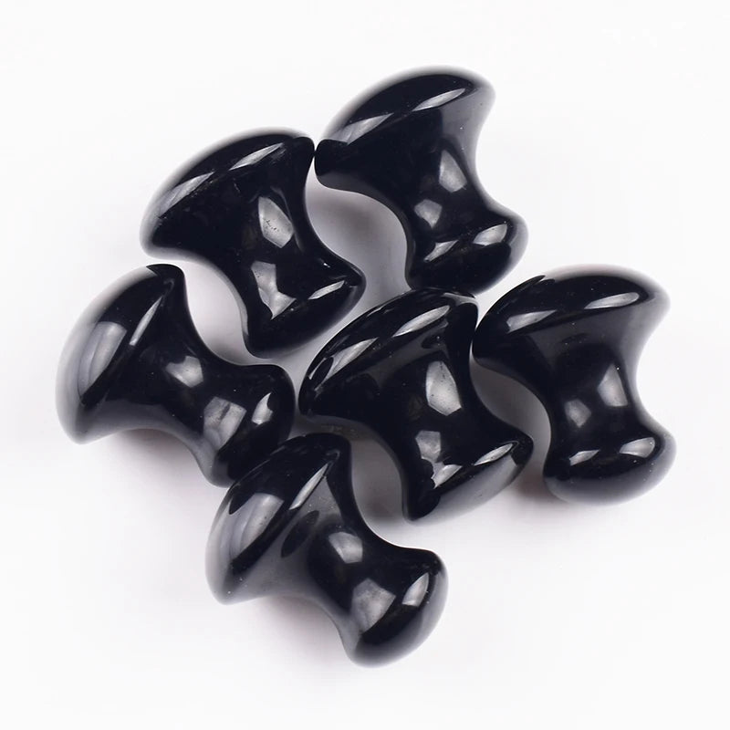 Obsidian Mushroom Face Care Gua Sha Tool Natural Stone