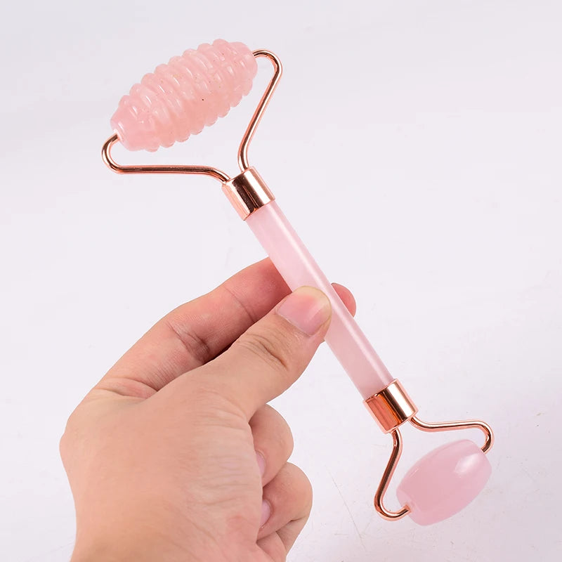Face Care Massage Roller Natural Rose Quartz Gua Sha
