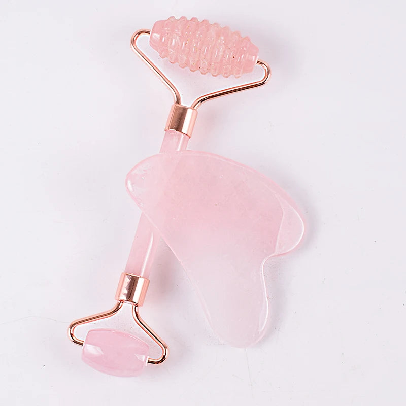Face Care Massage Roller Natural Rose Quartz Gua Sha