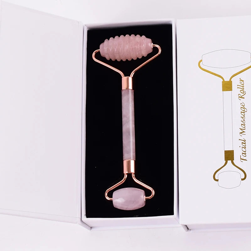 Face Care Massage Roller Natural Rose Quartz Gua Sha