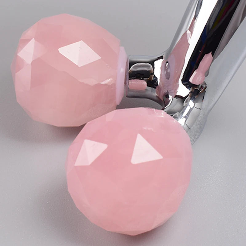 3D multi-flour Rose Quartz Face Roller Stainless Steel