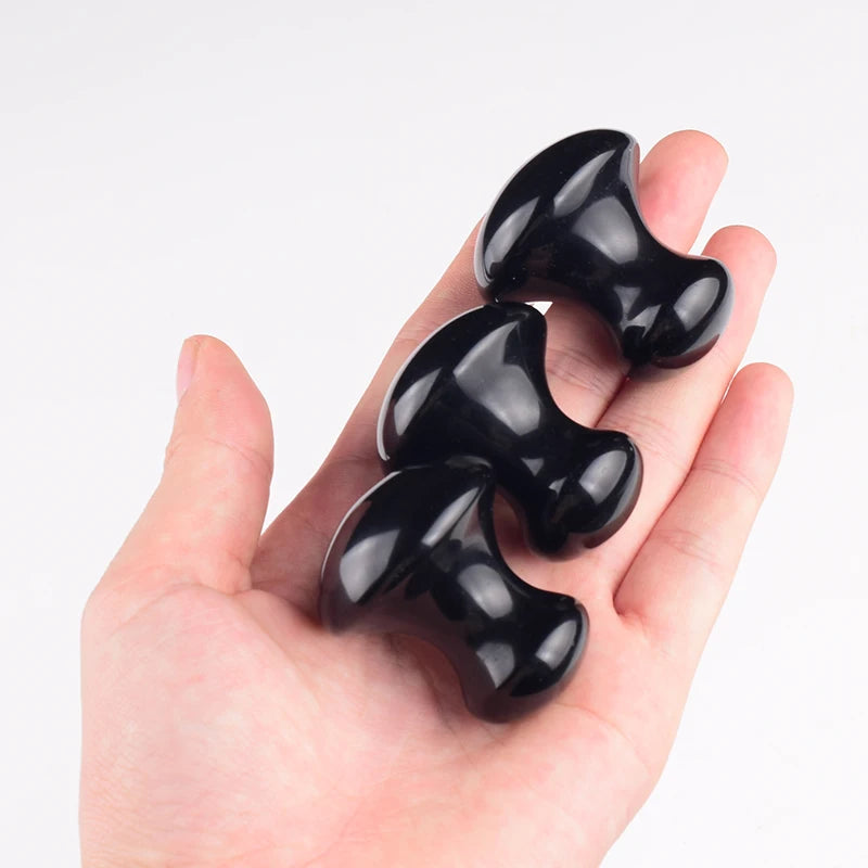 Obsidian Mushroom Face Care Gua Sha Tool Natural Stone