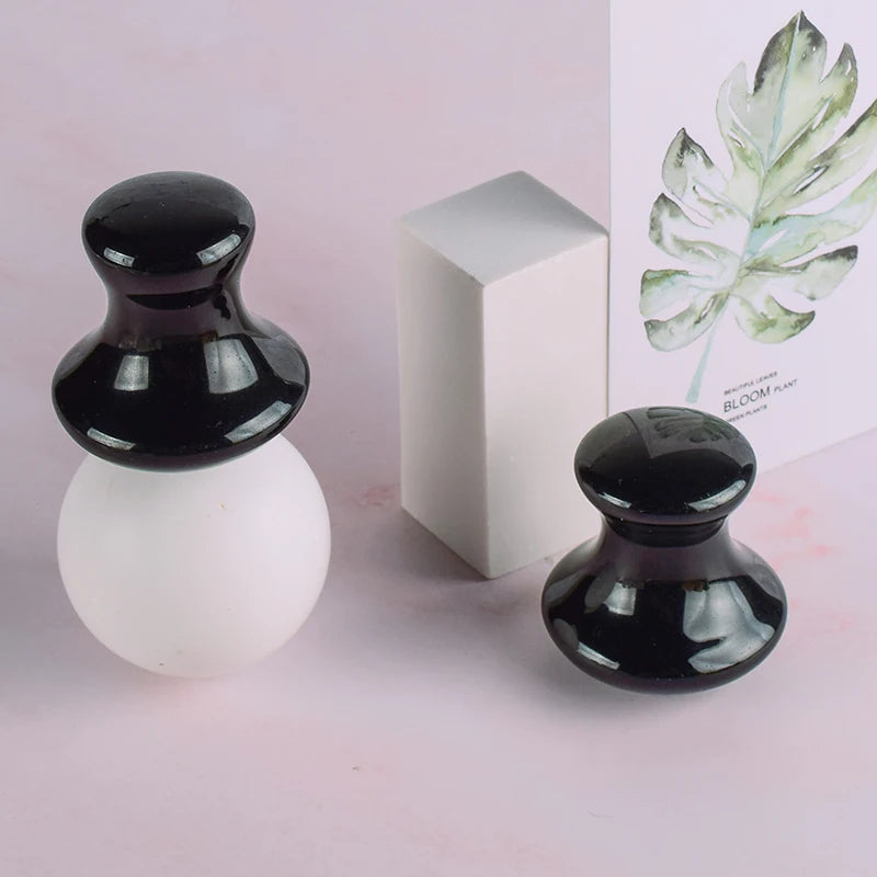Obsidian Mushroom Face Care Gua Sha Tool Natural Stone