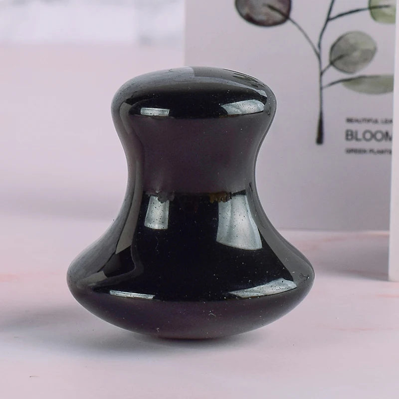 Obsidian Mushroom Face Care Gua Sha Tool Natural Stone