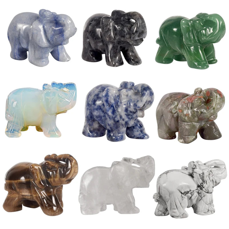 Whosale 2 Inch Jade Crystal Elephant Figurines Craft Hand Carved 100 %