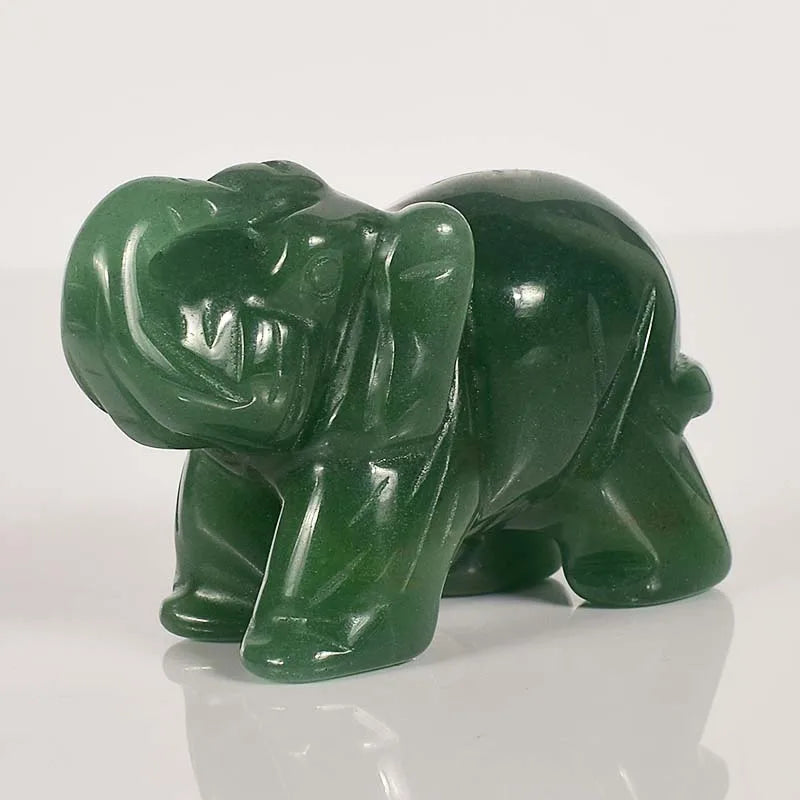 Whosale 2 Inch Jade Crystal Elephant Figurines Craft Hand Carved 100 %