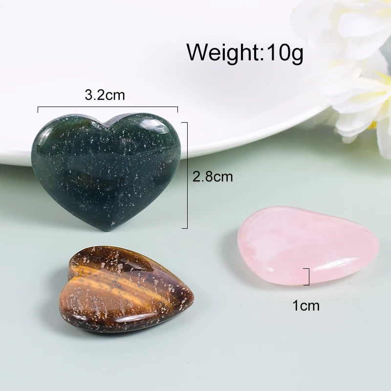 3 Mixed Heart-Shaped Stone Natural