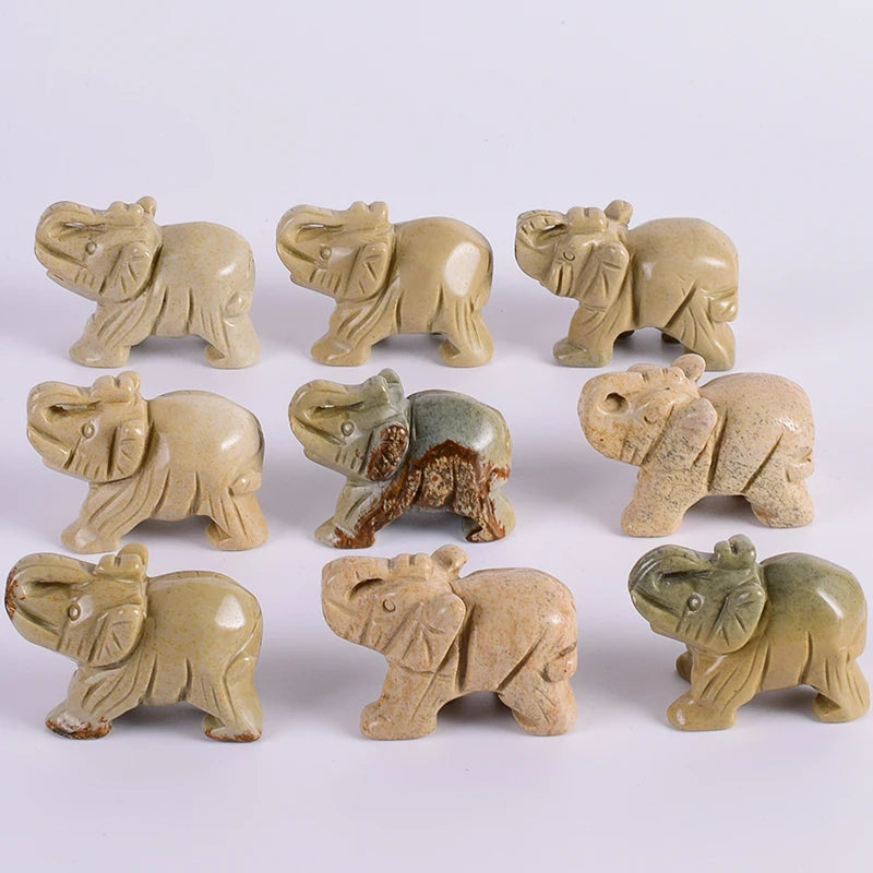 Whosale 2 Inch Jade Crystal Elephant Figurines Craft Hand Carved 100 %