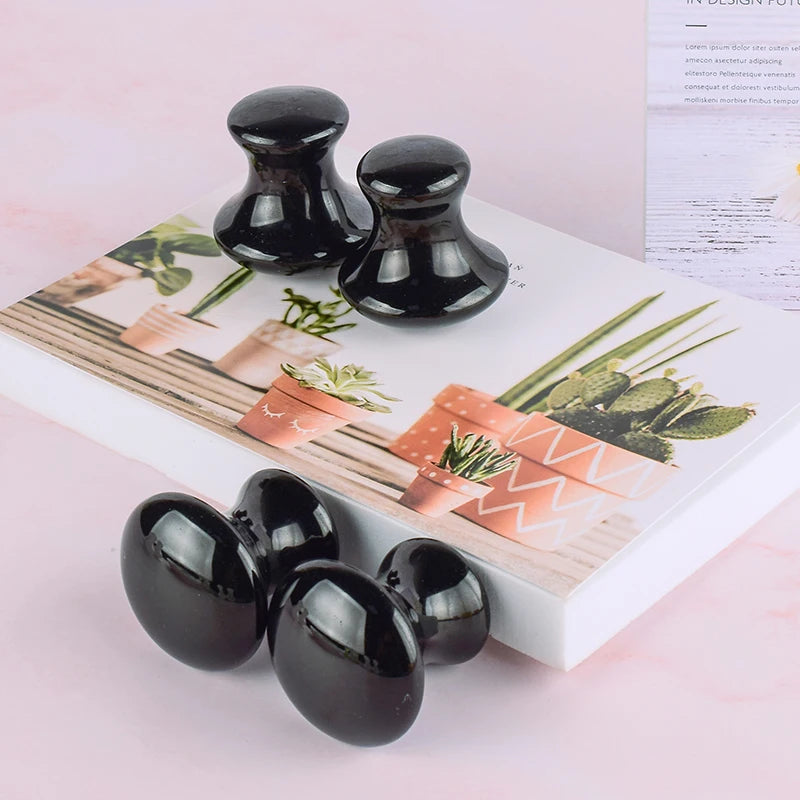 Obsidian Mushroom Face Care Gua Sha Tool Natural Stone