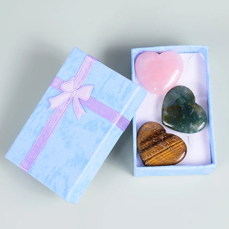 3 Mixed Heart-Shaped Stone Natural