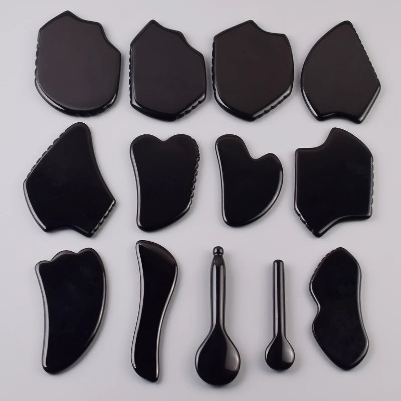 Various Shape Black Obsidian Face Gua Sha Tool