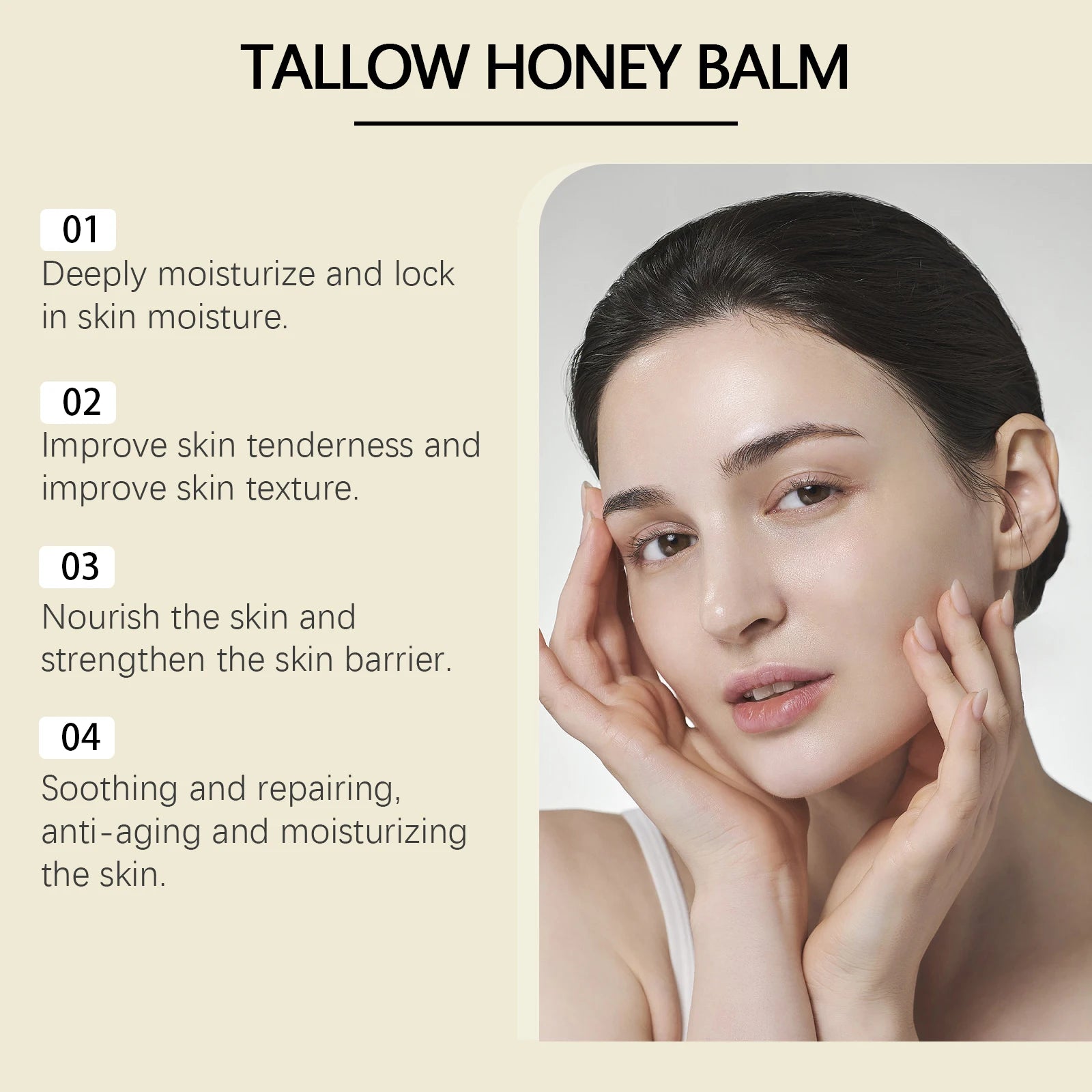 Beef Tallow Honey Balm Moisturizing Hydrating Face Cream