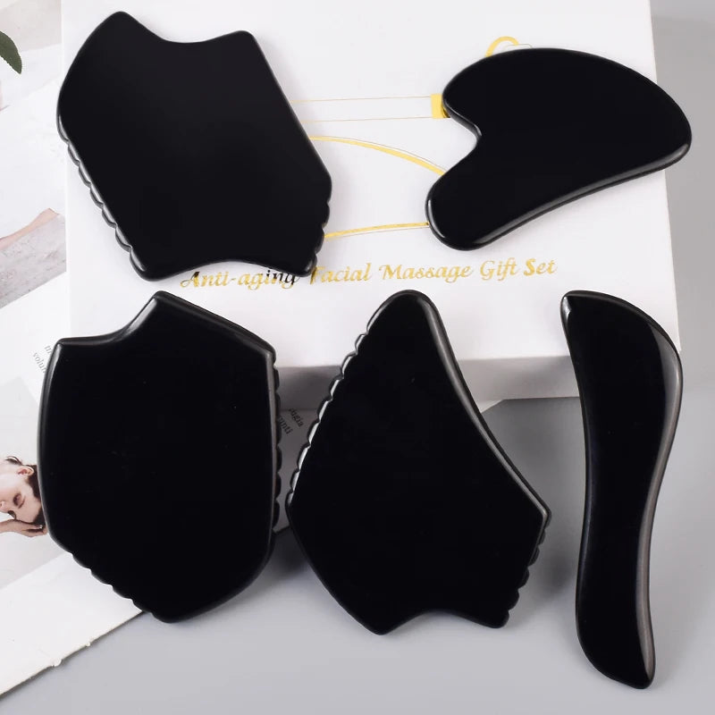 Various Shape Black Obsidian Face Gua Sha Tool