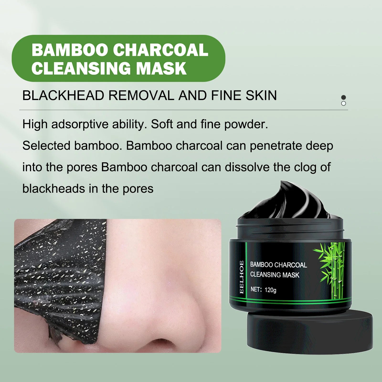 Bamboo Charcoal Facial Blackhead Remover Mask