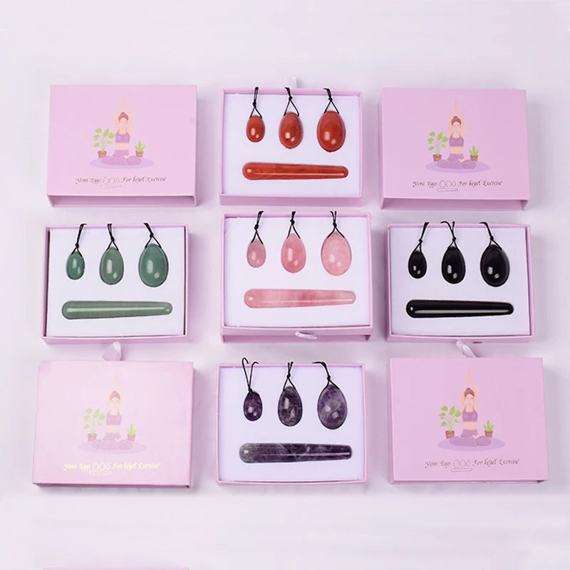 Egg Set 4pc Box Natural Jade