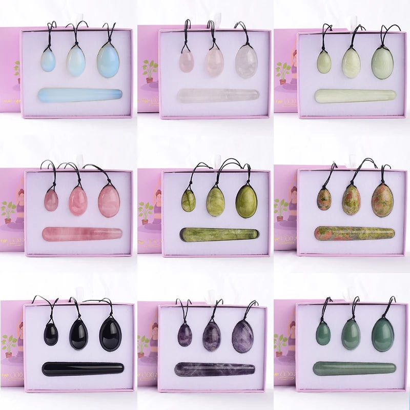 Egg Set 4pc Box Natural Jade