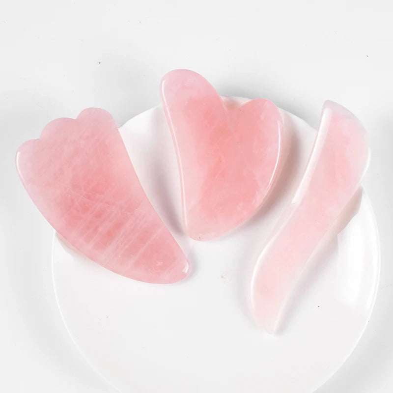 Rose Quartz Gouache Scraper Gua Sha Massage