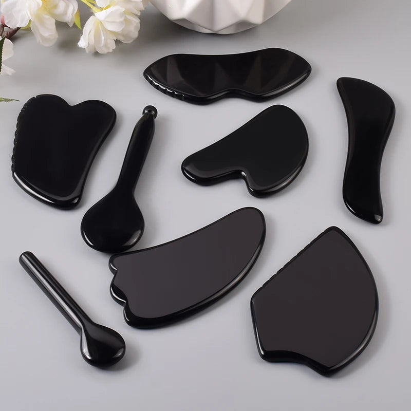 Various Shape Black Obsidian Face Gua Sha Tool