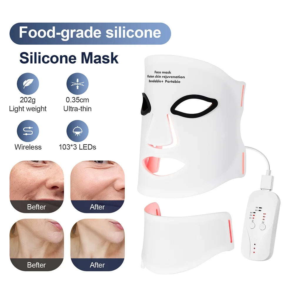 Silicone LED Mask Face With Neck 7 Colors