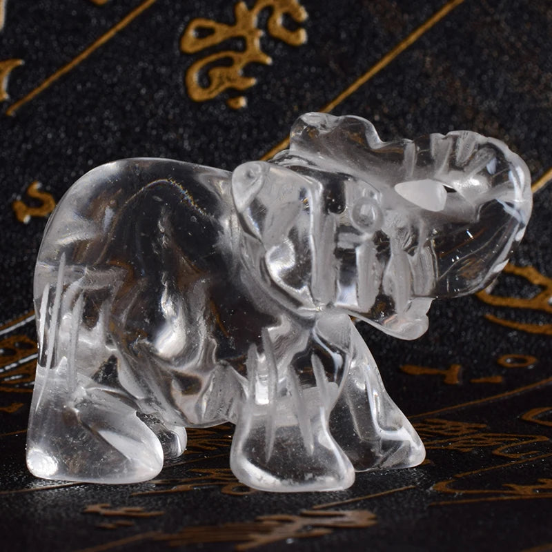 Whosale 2 Inch Jade Crystal Elephant Figurines Craft Hand Carved 100 %