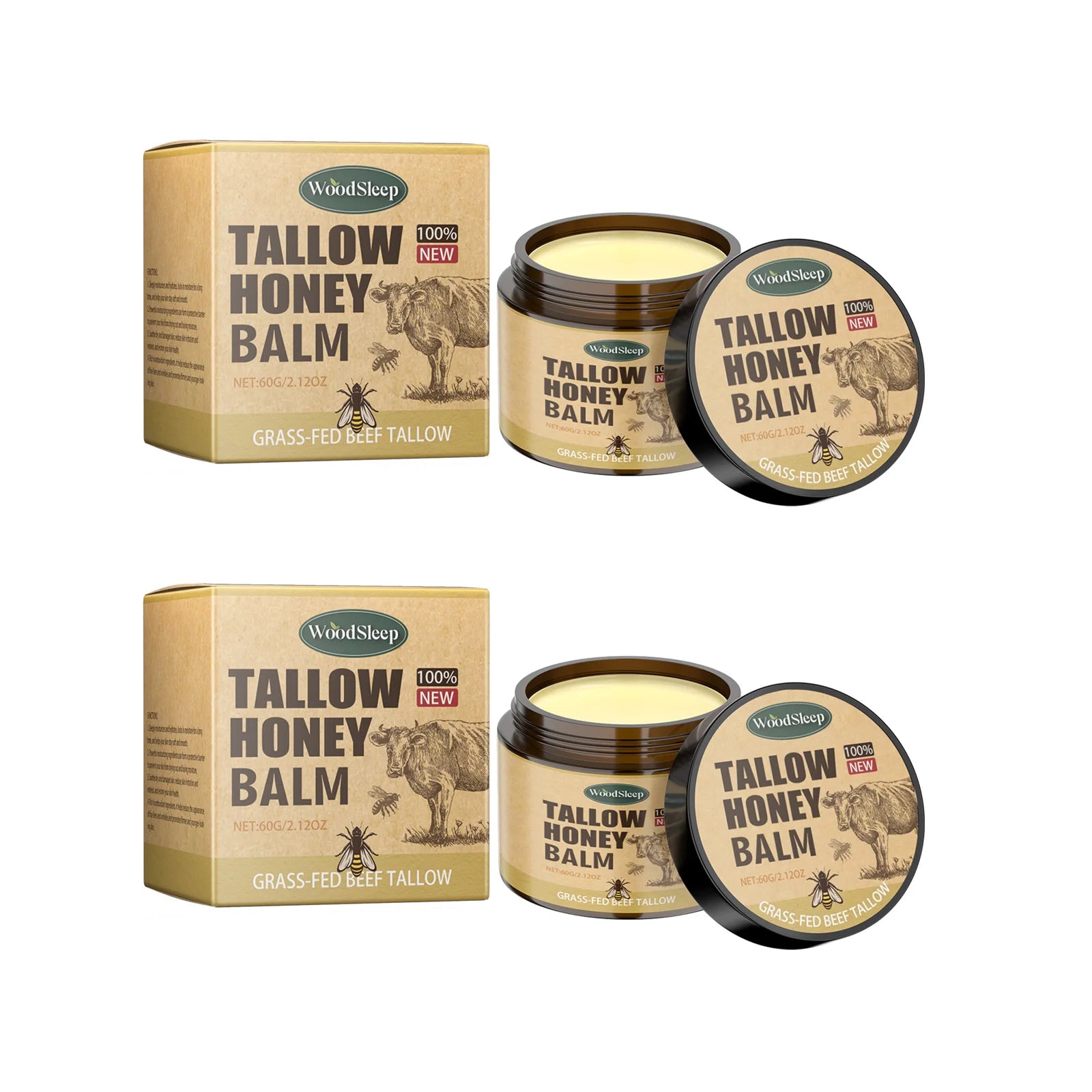 Beef Tallow Honey Balm Moisturizing Hydrating Face Cream