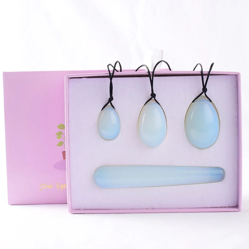 Egg Set 4pc Box Natural Jade