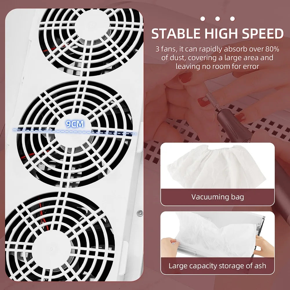 3 Fans Powerful Suction Professional Nail Dust Collector