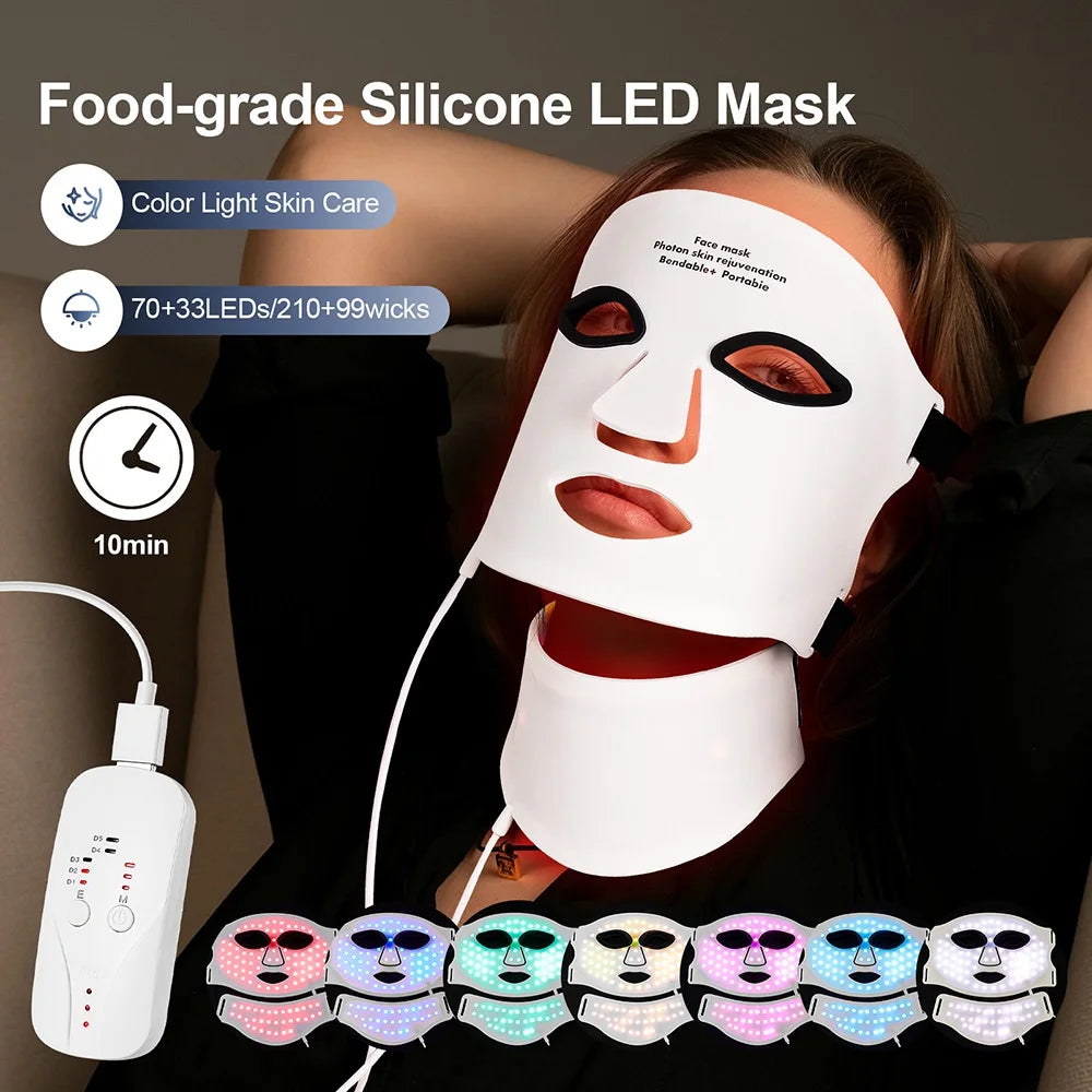 Silicone LED Mask Face With Neck 7 Colors