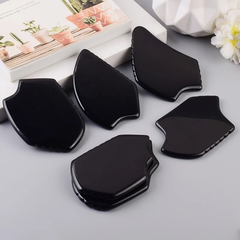 Various Shape Black Obsidian Face Gua Sha Tool