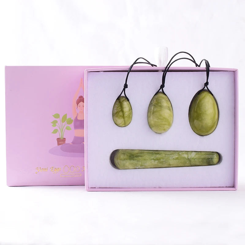 Egg Set 4pc Box Natural Jade