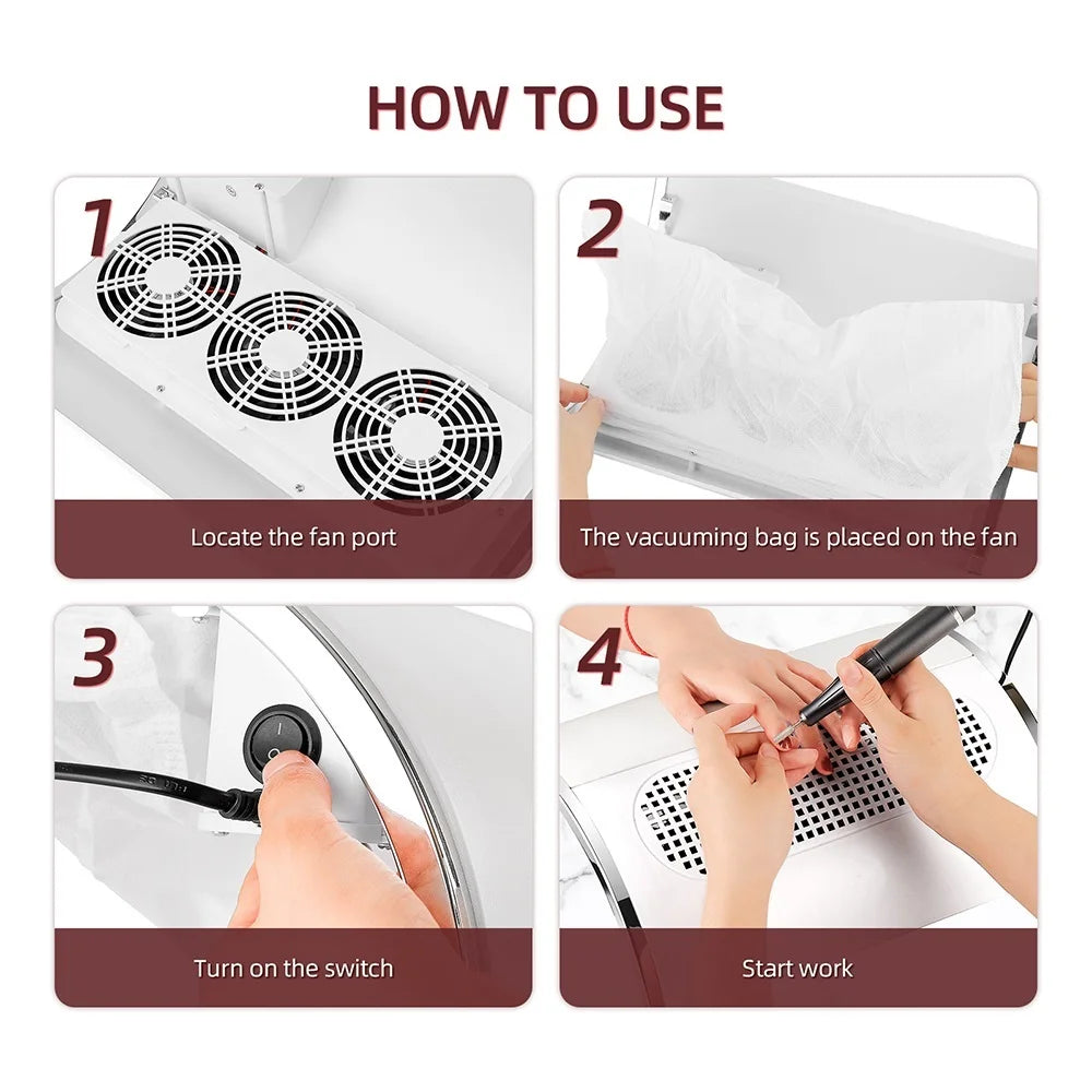 3 Fans Powerful Suction Professional Nail Dust Collector
