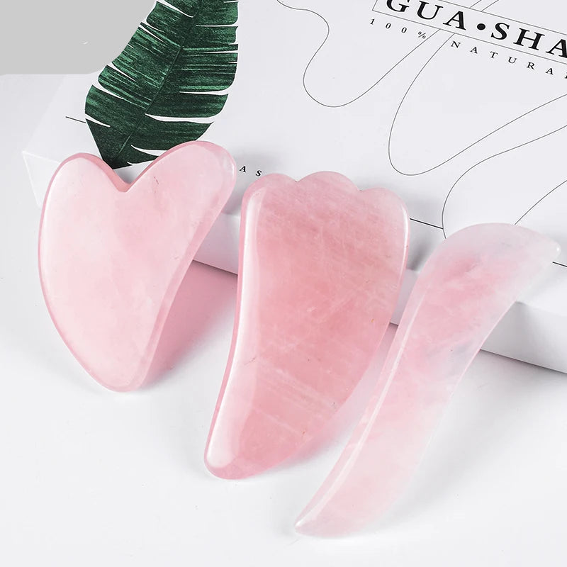 Rose Quartz Gouache Scraper Gua Sha Massage