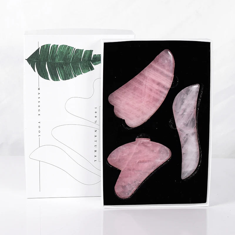 Rose Quartz Gouache Scraper Gua Sha Massage