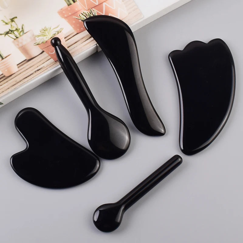 Various Shape Black Obsidian Face Gua Sha Tool