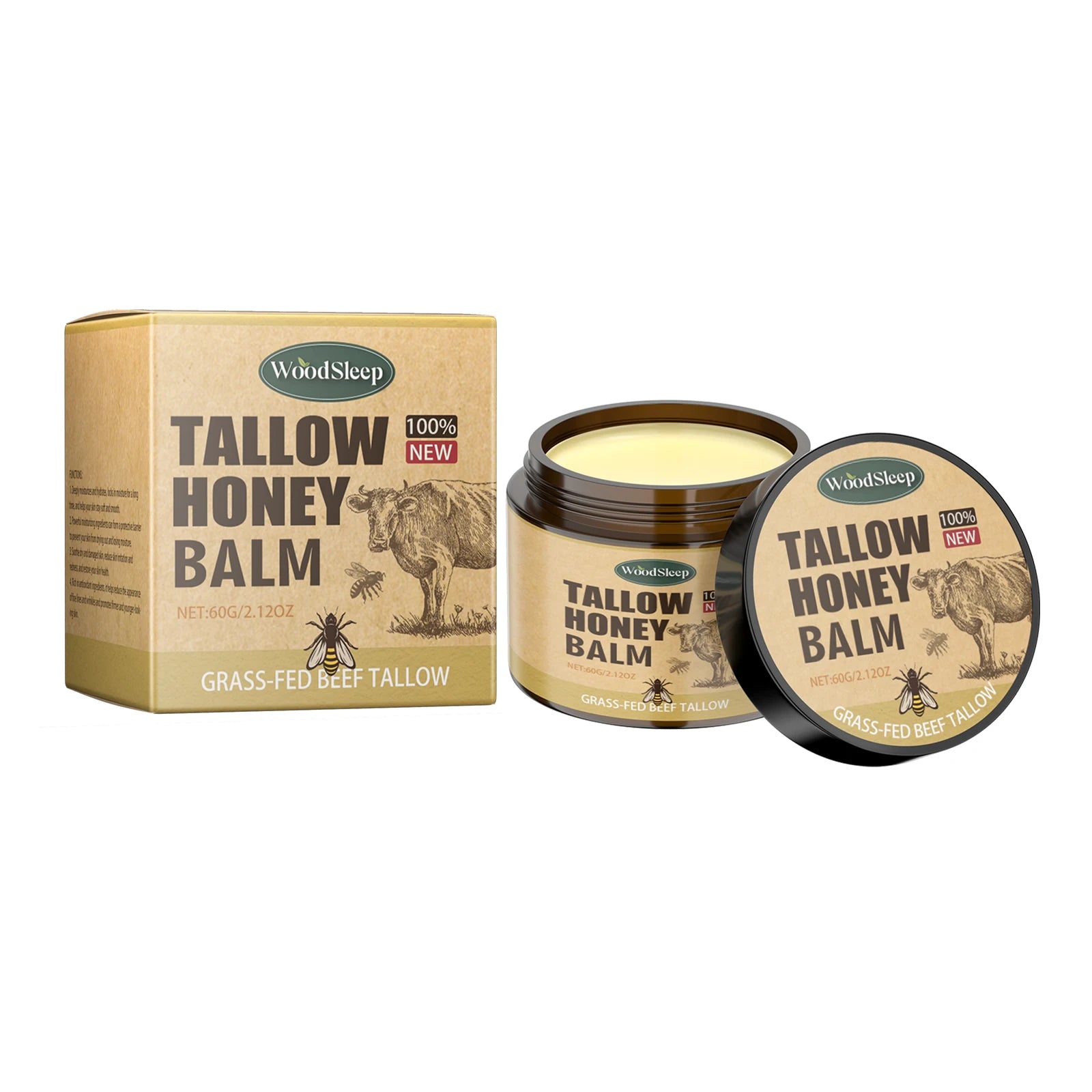 Beef Tallow Honey Balm Moisturizing Hydrating Face Cream